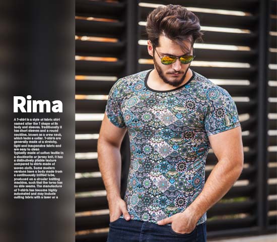 تیشرت مردانه هاوایی مدل Rima(آبی)