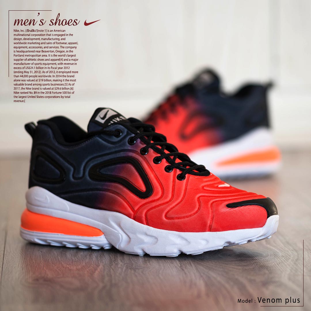 عکس محصول کفش مردانه Nike مدل Venom plus (مشکي نارنجي)