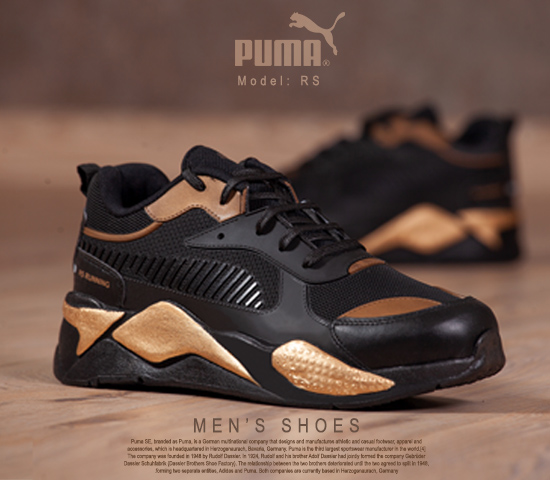 کفش مردانه Puma مدل Rs مشکی طلایی
