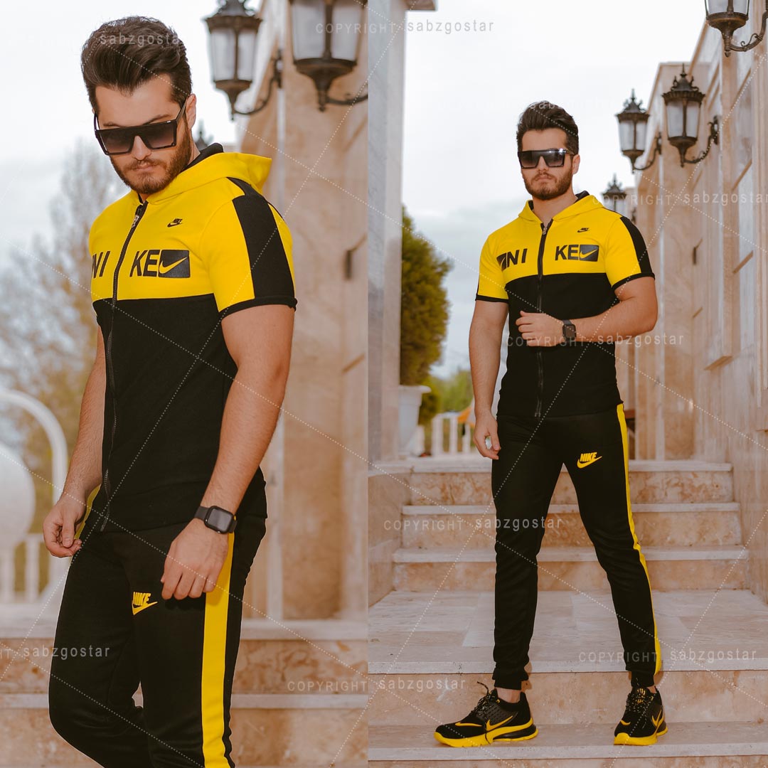 حراج ست تیشرت و شلوار زیپ دار مردانه Nike مدلHero(زرد)