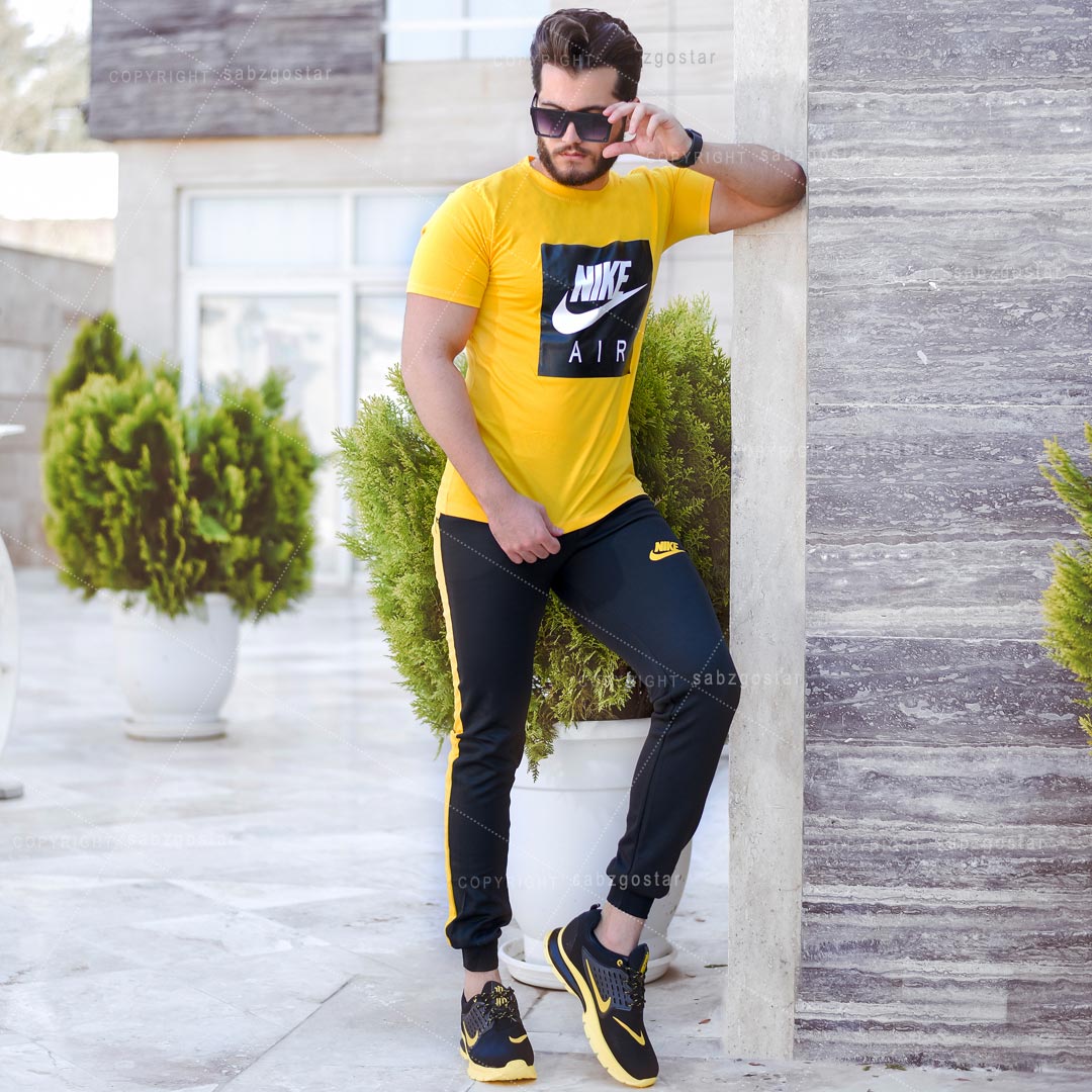 عکس محصول ست تیشرت وشلوار مردانه Nike مدل Zilan (زرد)