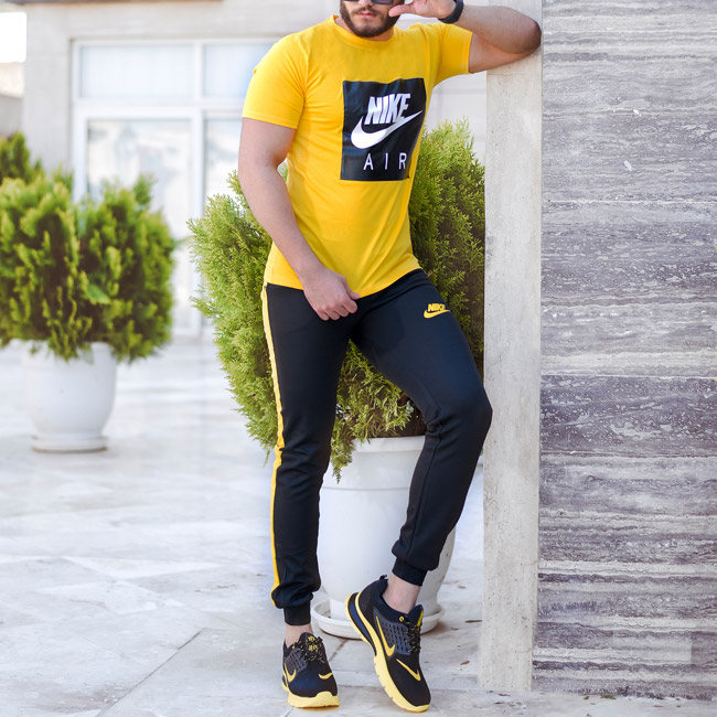 ست تيشرت وشلوار مردانه Nike مدل Zilan (زرد)