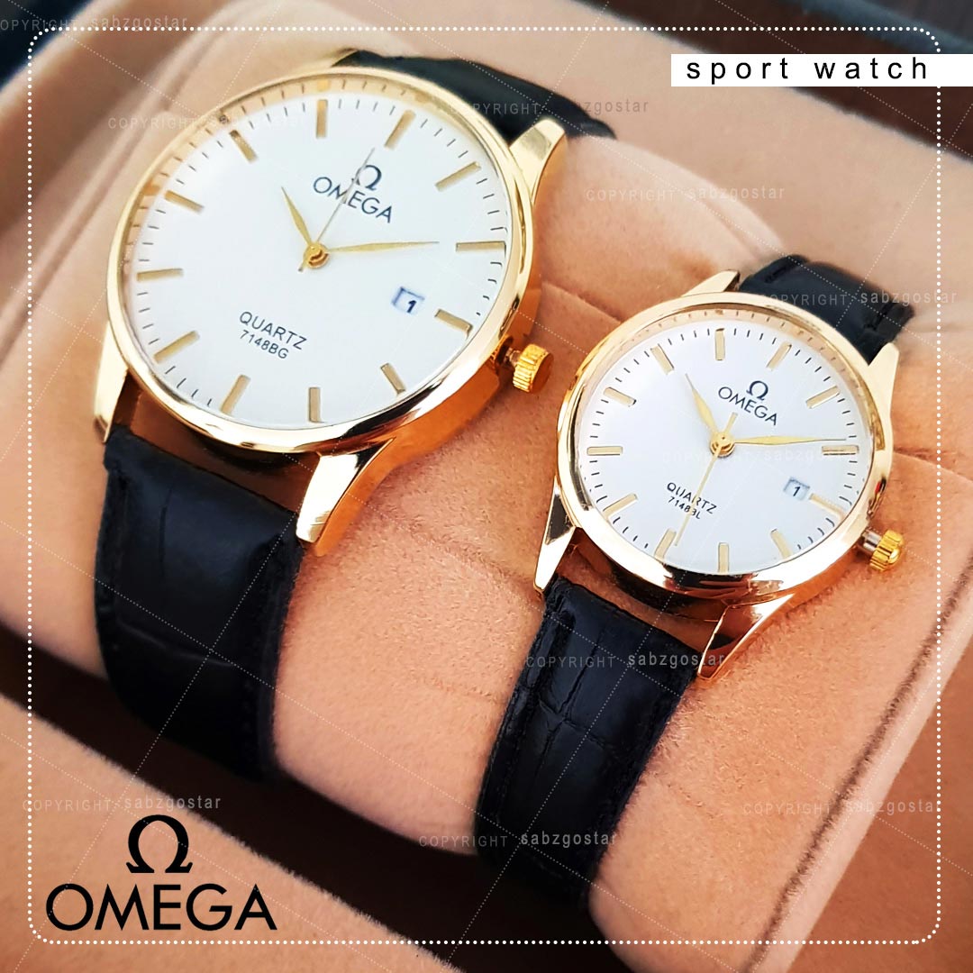 عکس محصول ست ساعت زنانه و مردانه Omega مدل Exel (بندمشکی)