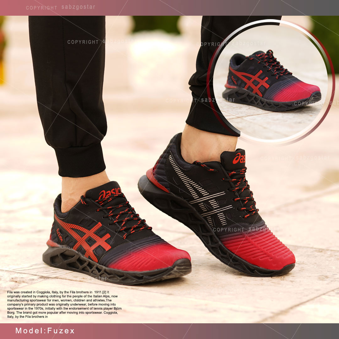 عکس محصول کفش مردانه Asics مدلFuzex (مشکی،قرمز)