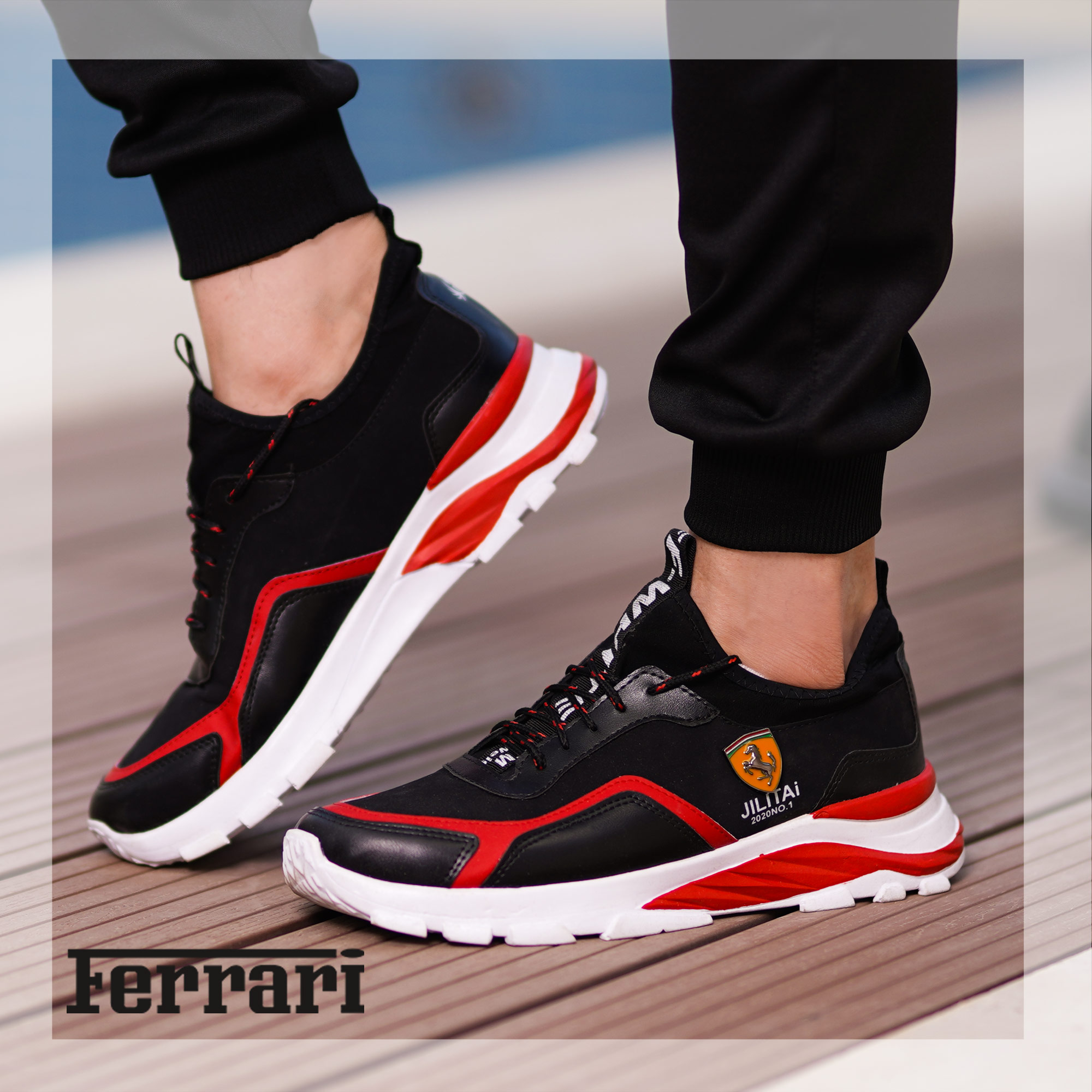 کفش مردانه Ferrari مدل JILITAi(مشکی و قرمز)