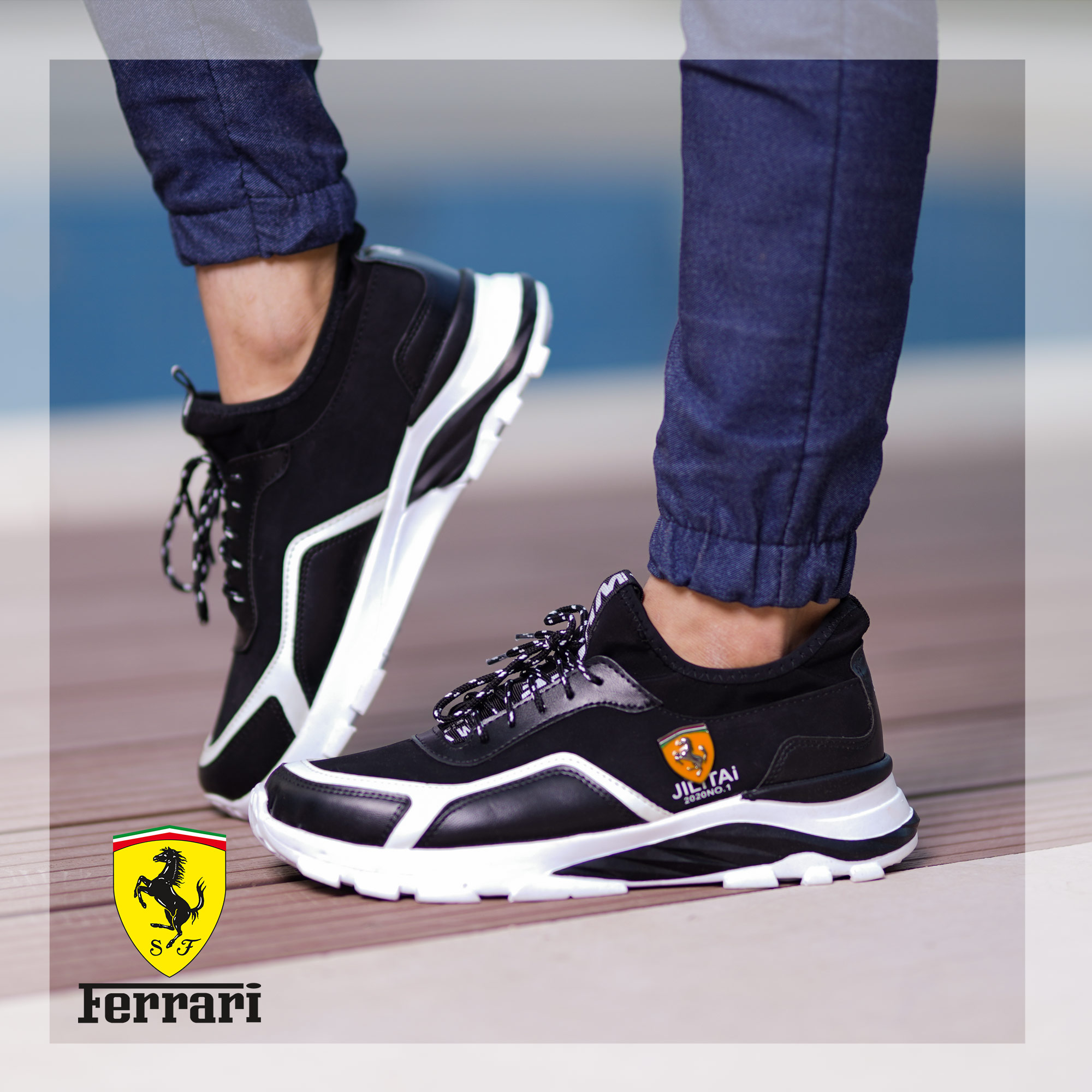 کفش مردانه Ferrari مدل JILITAi(مشکی و سفید)