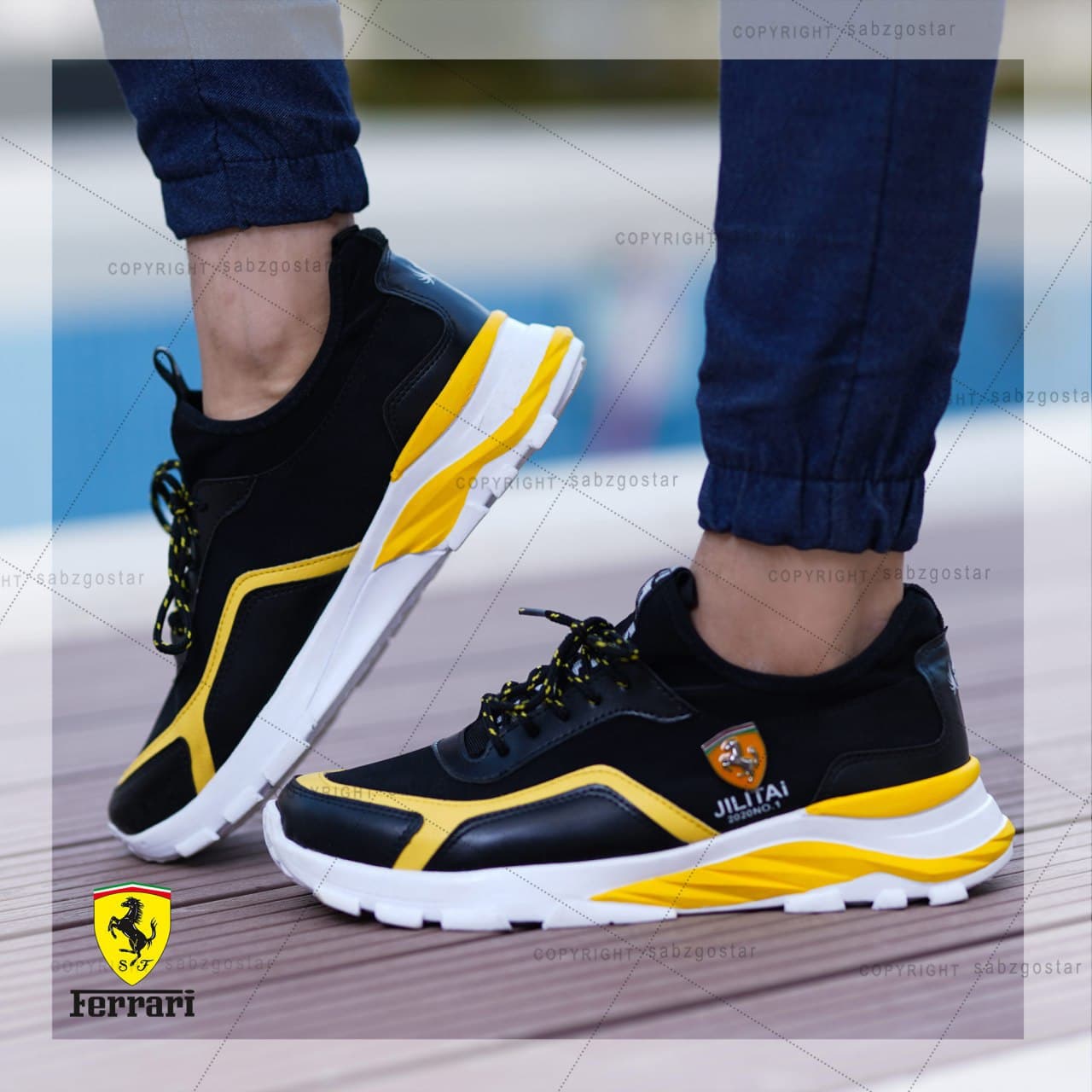 کفش مردانه Ferrari مدل JILITAi(زرد و مشکی)