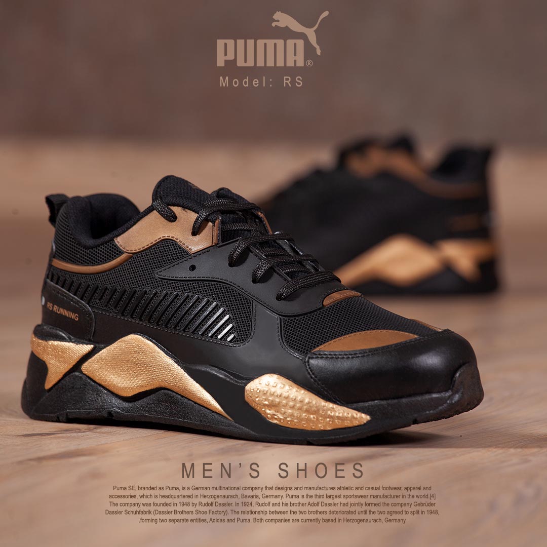 عکس محصول کفش مردانه Puma مدل Rs(مشکي طلايي)