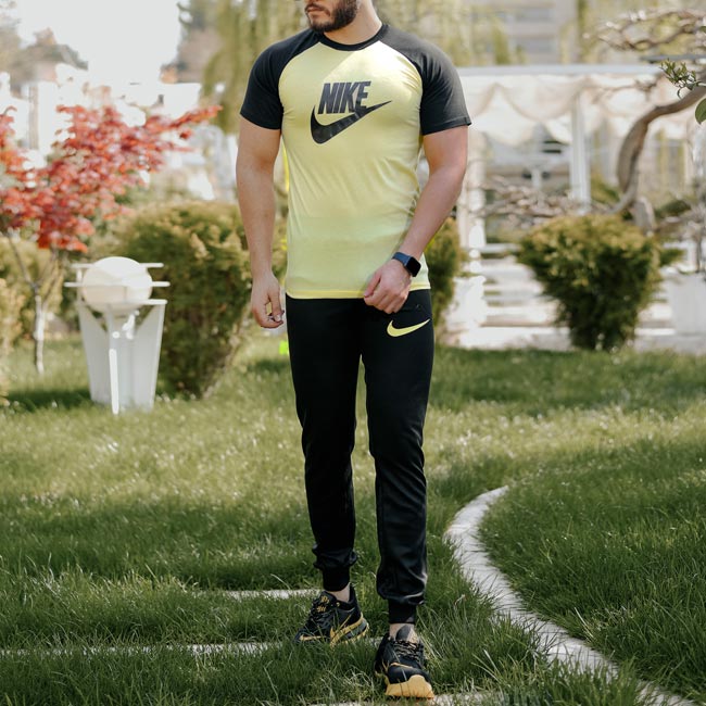 ست تیشرت وشلوار Nike مدل Adash (لیمویی)